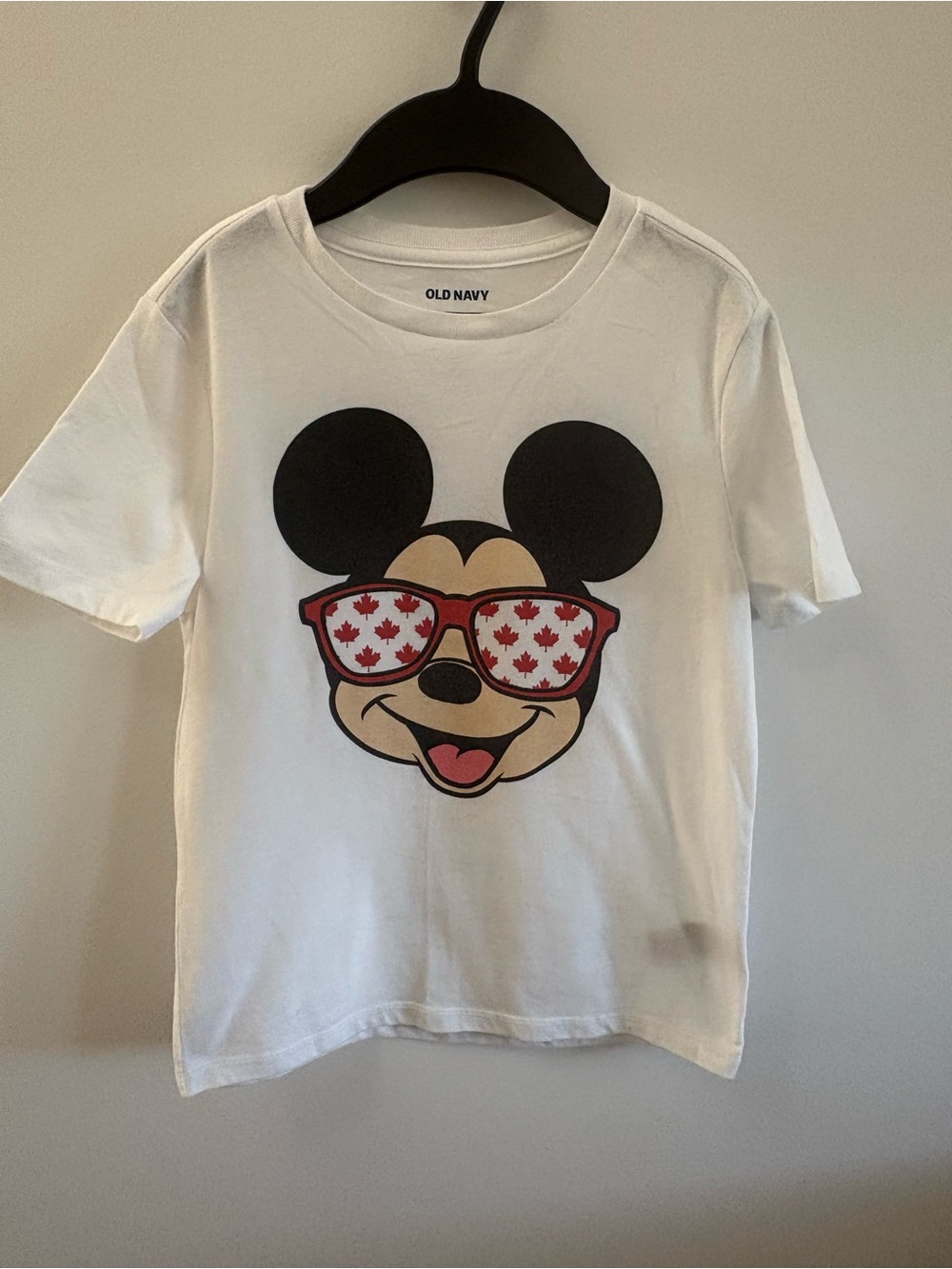 Old Navy White Tee with Mickey Mouse Sunglasses Graphic